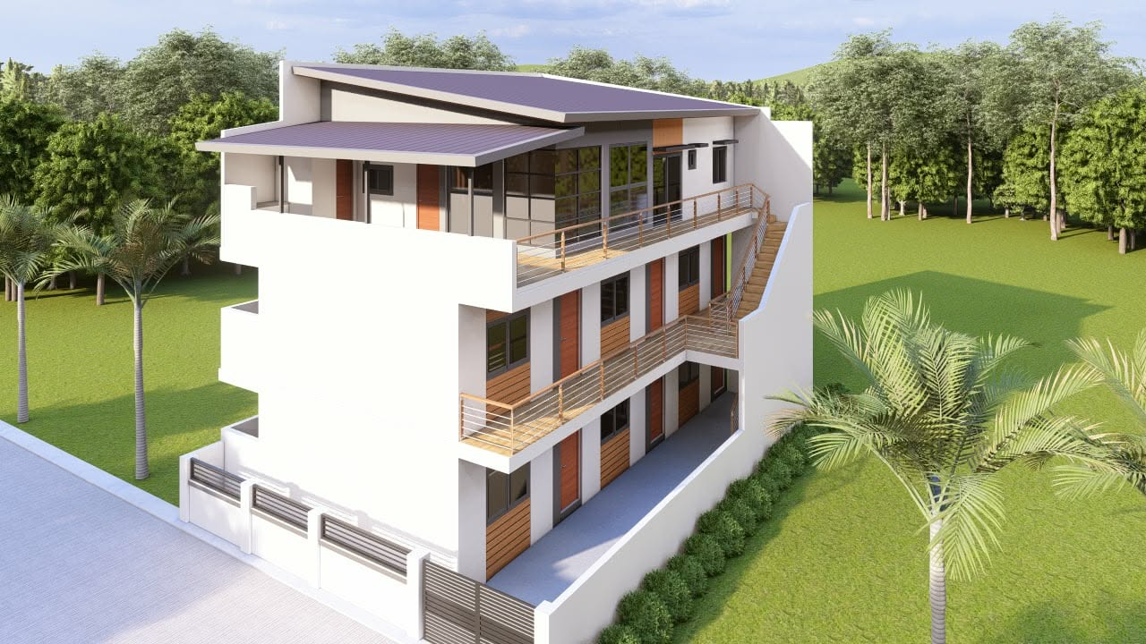 Three-story apartment building